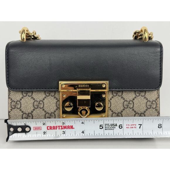 Gucci GG Supreme Padlock Small Shoulder Bag Brown and Black B-6 - Picture 14 of 16